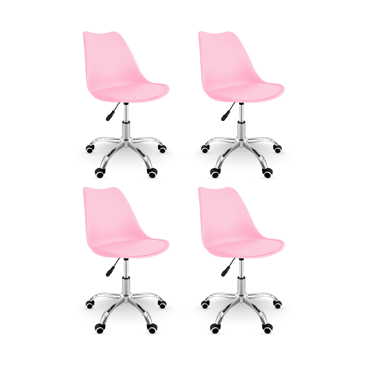 Foto 2 pulgar | Set 4 Silla Oficina Linium Escritorio Salon Hogar Ergonomica Color Rosa