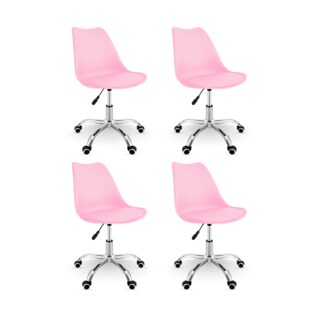 Foto 1 | Set 4 Silla Oficina Linium Escritorio Salon Hogar Ergonomica Color Rosa