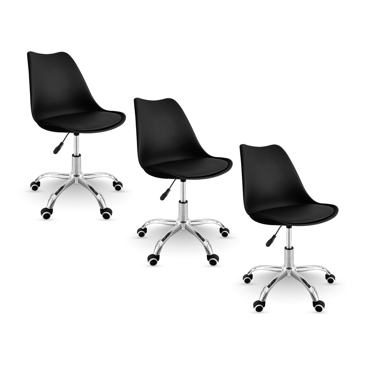 Foto 2 pulgar | Set 3 Silla Oficina Linium Escritorio Salon Hogar Ergonomica Color Negro
