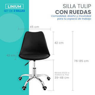 Foto 3 | Set 3 Silla Oficina Linium Escritorio Salon Hogar Ergonomica Color Negro