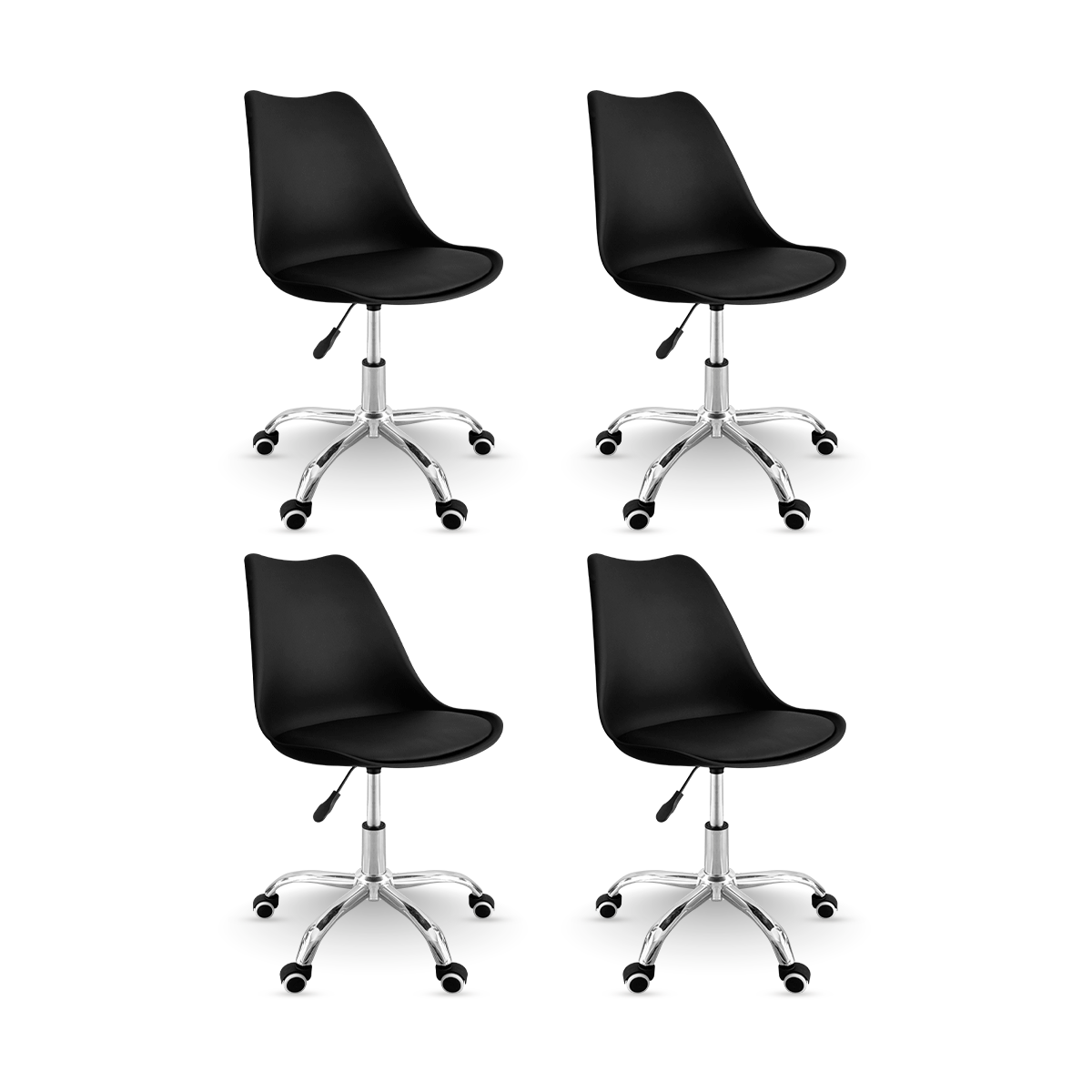Set 4 Silla Oficina Linium Escritorio Salon Hogar Ergonomica Color Negro