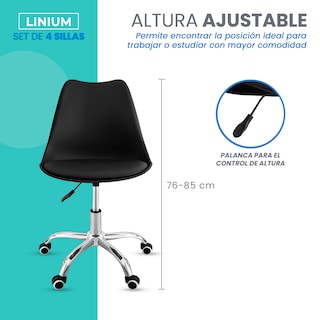 Foto 8 | Set 4 Silla Oficina Linium Escritorio Salon Hogar Ergonomica Color Negro