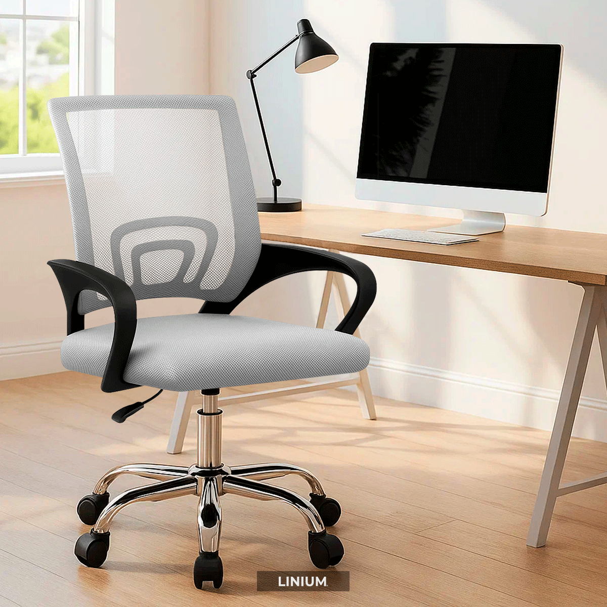 Foto 3 pulgar | Silla Escritorio Oficina Linium Color Gris Ergonómica Ajustable