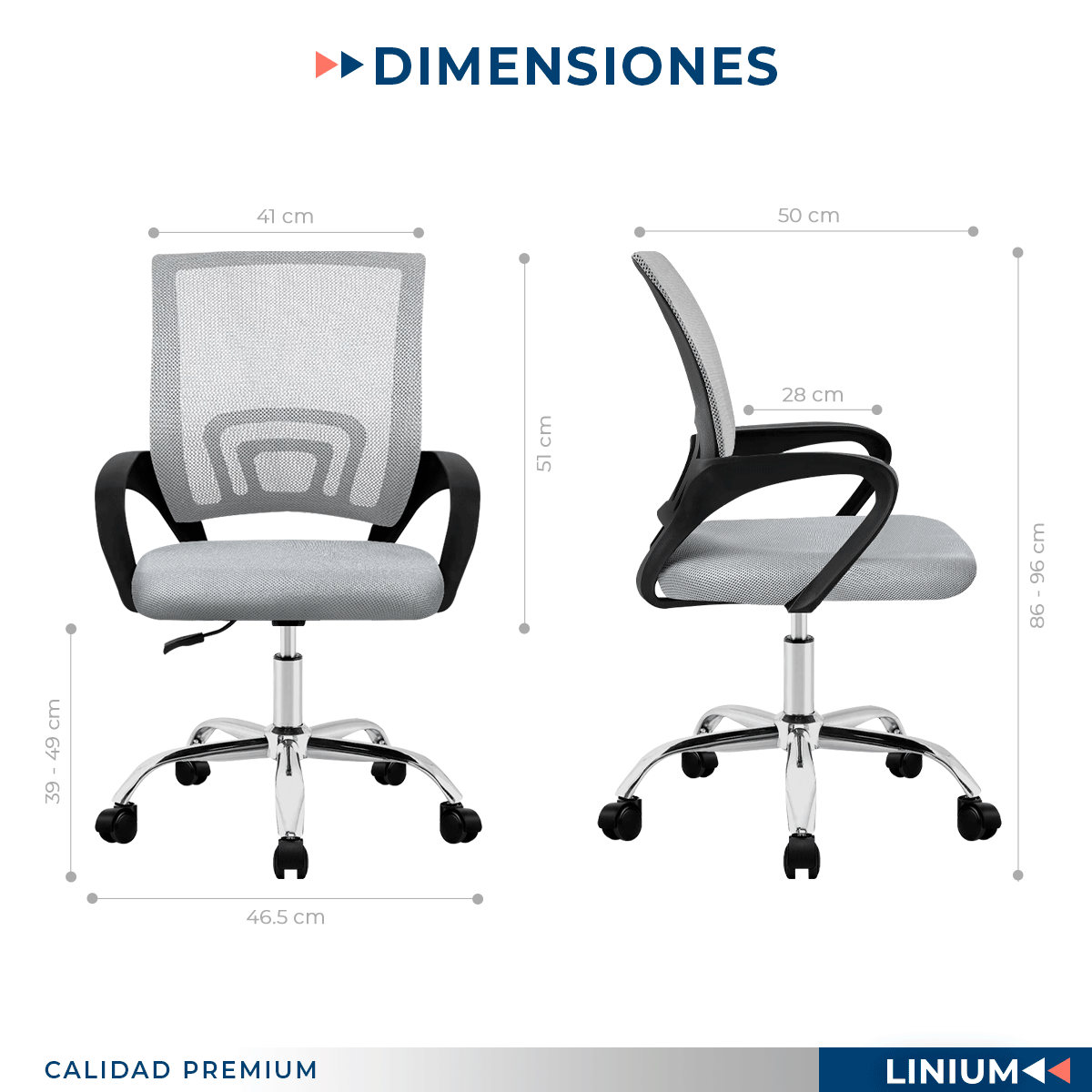 Foto 4 pulgar | Silla Escritorio Oficina Linium Color Gris Ergonómica Ajustable