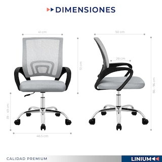 Foto 3 | Silla Escritorio Oficina Linium Color Gris Ergonómica Ajustable