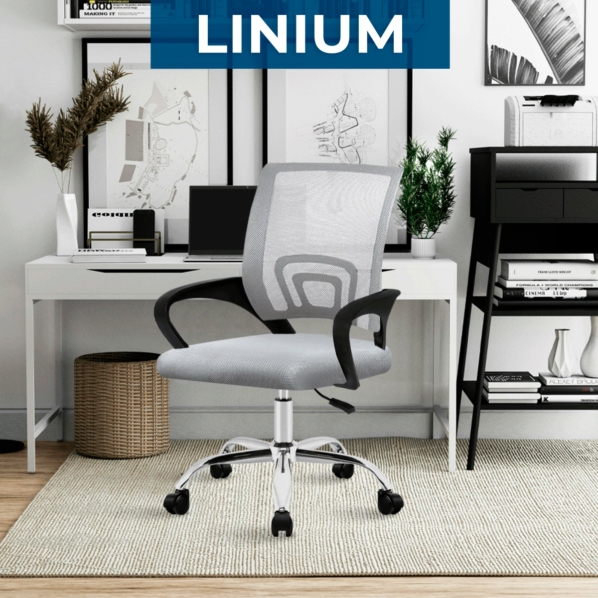Foto 6 pulgar | Silla Escritorio Oficina Linium Color Gris Ergonómica Ajustable