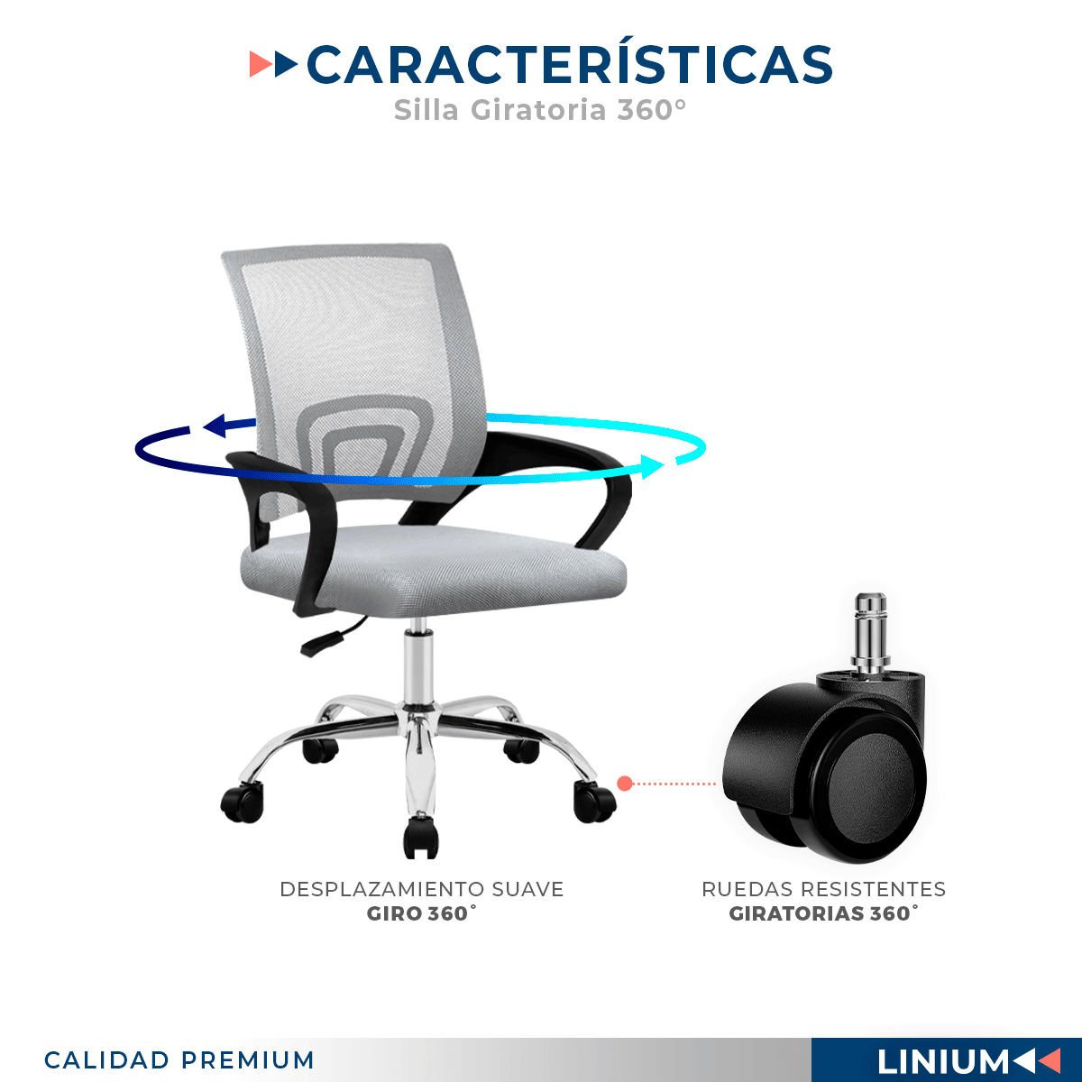 Foto 7 pulgar | Silla Escritorio Oficina Linium Color Gris Ergonómica Ajustable
