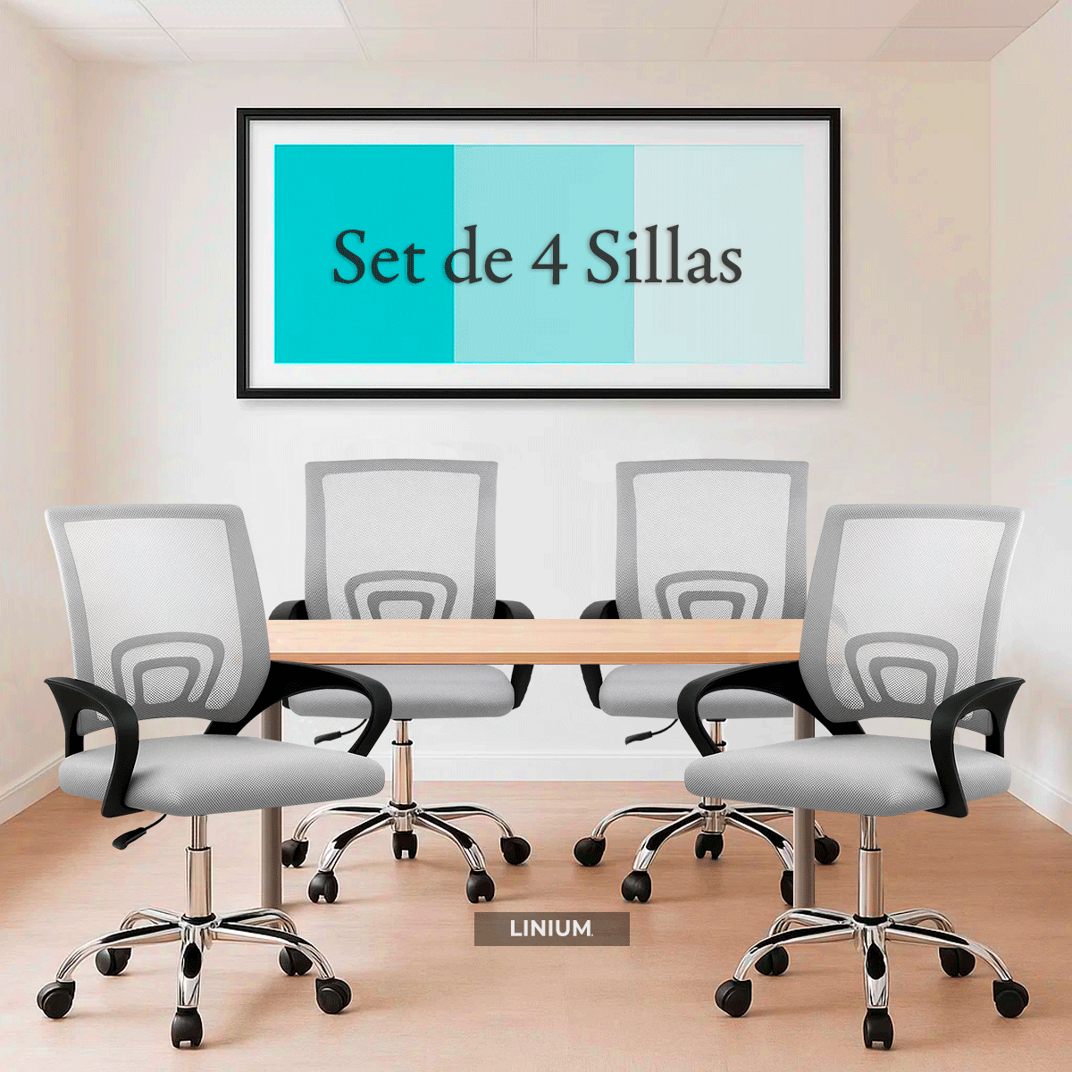 Foto 3 pulgar | Set 4 Silla Oficina Linium Escritorio Salon Hogar Ergonomica Color Gris