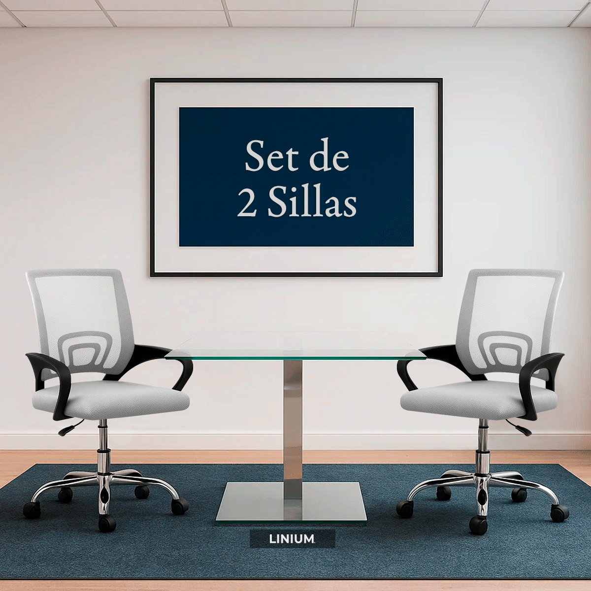 Foto 2 | Set 2 Silla Oficina Linium Escritorio Salon Hogar Ergonomica Color Gris