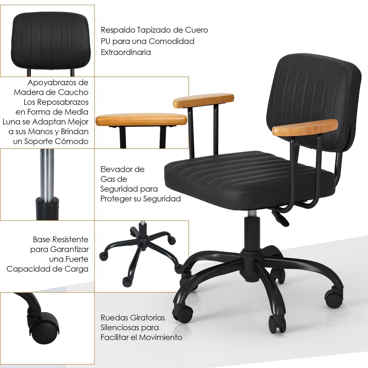 Foto 9 pulgar | Silla de Oficina Drave Negro