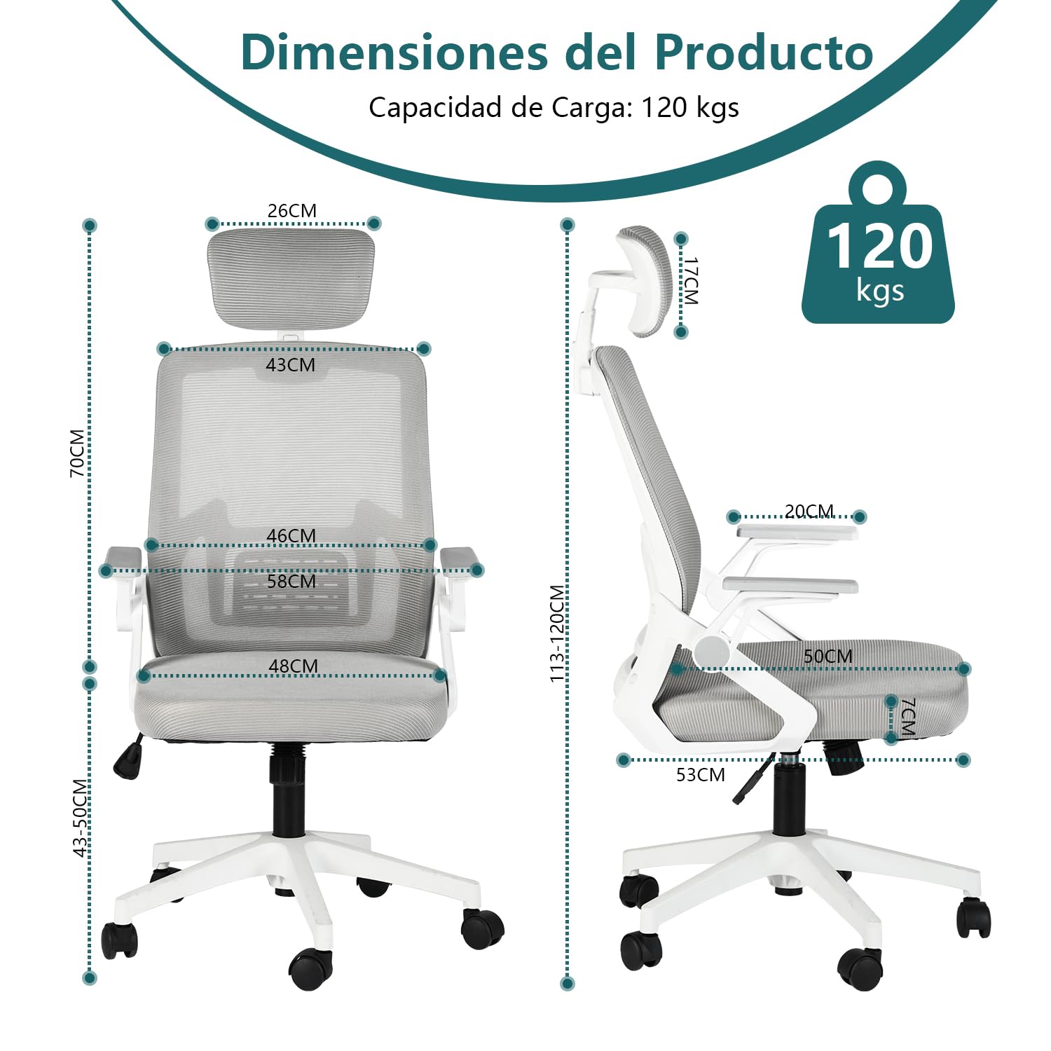 Foto 3 | Silla de Oficina Mill H Gris