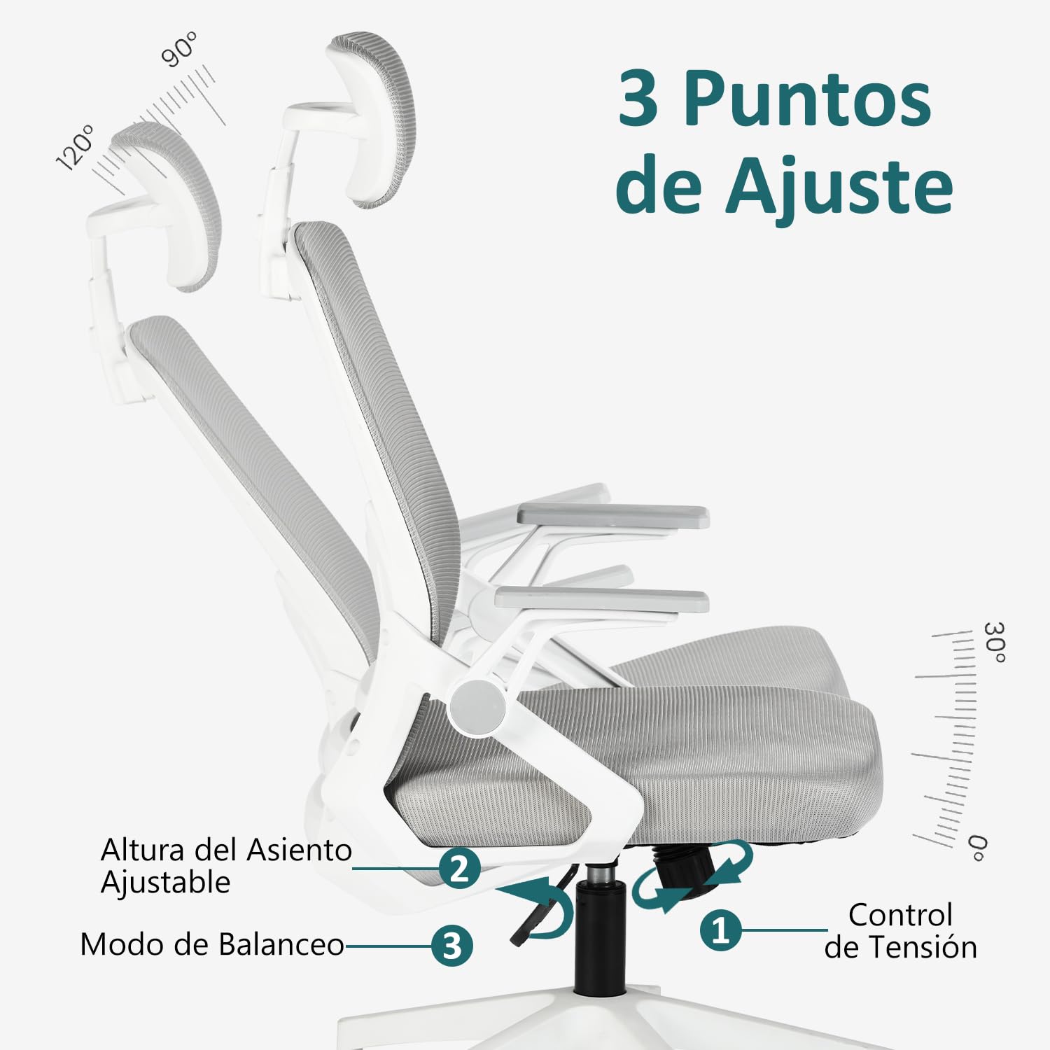 Foto 7 | Silla de Oficina Mill H Gris