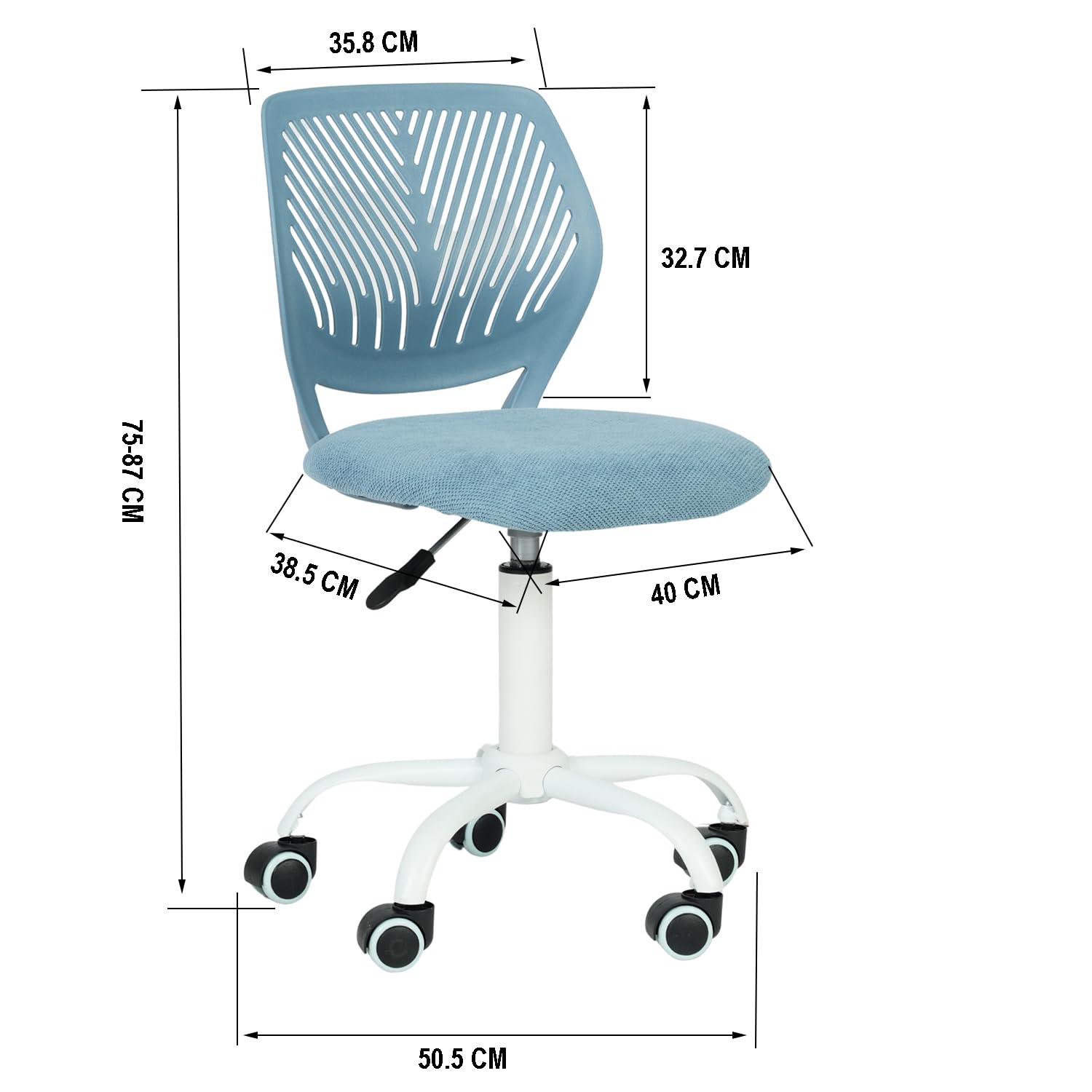 Foto 4 pulgar | Silla de Oficina Furniturer Carnation Azul