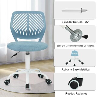 Foto 6 | Silla de Oficina Furniturer Carnation Azul