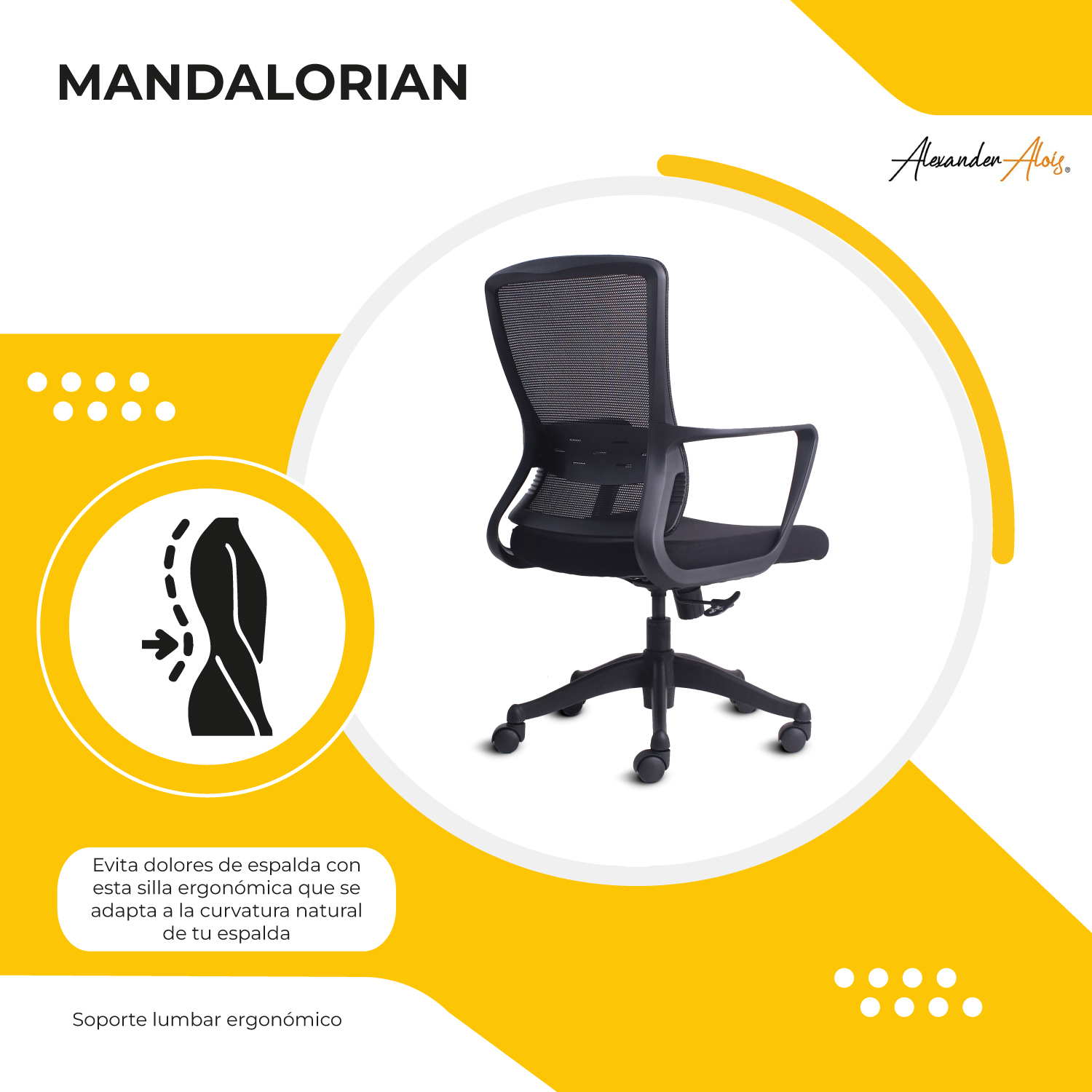 Foto 8 pulgar | Silla De Oficina Lennox Ergonomica Color Negro Mandalorian