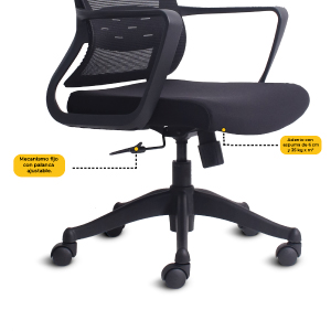 Foto 9 pulgar | Silla De Oficina Lennox Ergonomica Color Negro Mandalorian