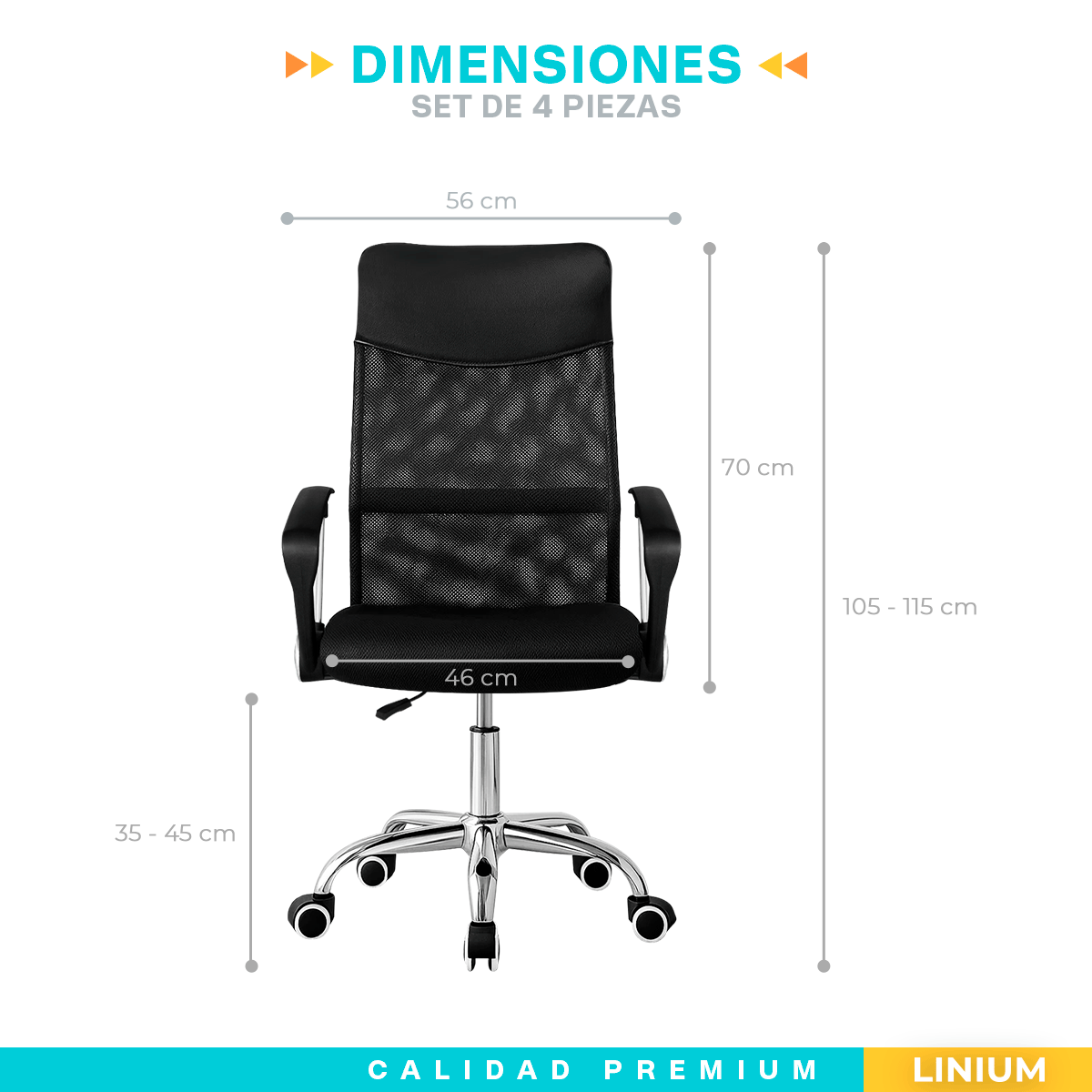 Foto 3 pulgar | Set 4 Silla Oficina Escritorio Ejecutiva Elegante Ergo Premium Color Negro