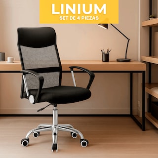 Foto 4 | Set 4 Silla Oficina Escritorio Ejecutiva Elegante Ergo Premium Color Negro
