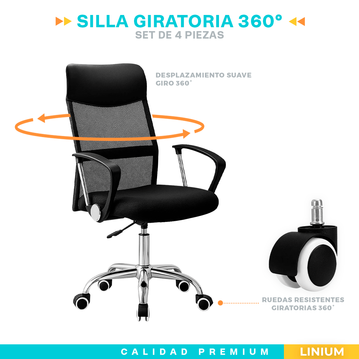 Foto 6 pulgar | Set 4 Silla Oficina Escritorio Ejecutiva Elegante Ergo Premium Color Negro