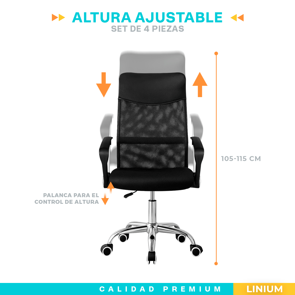 Foto 7 pulgar | Set 4 Silla Oficina Escritorio Ejecutiva Elegante Ergo Premium Color Negro