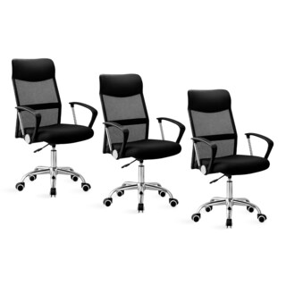 Foto 1 | Set 3 Silla Oficina Escritorio Ejecutiva Elegante Ergo Premium Color Negro