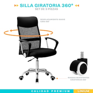 Foto 5 | Set 3 Silla Oficina Escritorio Ejecutiva Elegante Ergo Premium Color Negro