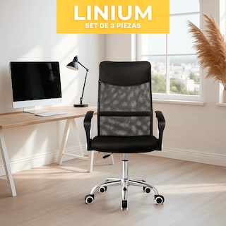 Foto 7 | Set 3 Silla Oficina Escritorio Ejecutiva Elegante Ergo Premium Color Negro