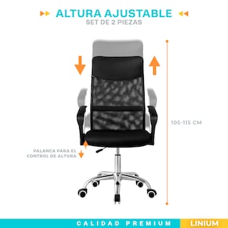 Foto 6 | Set 2 Silla Oficina Escritorio Ejecutiva Elegante Ergo Premium Color Negro
