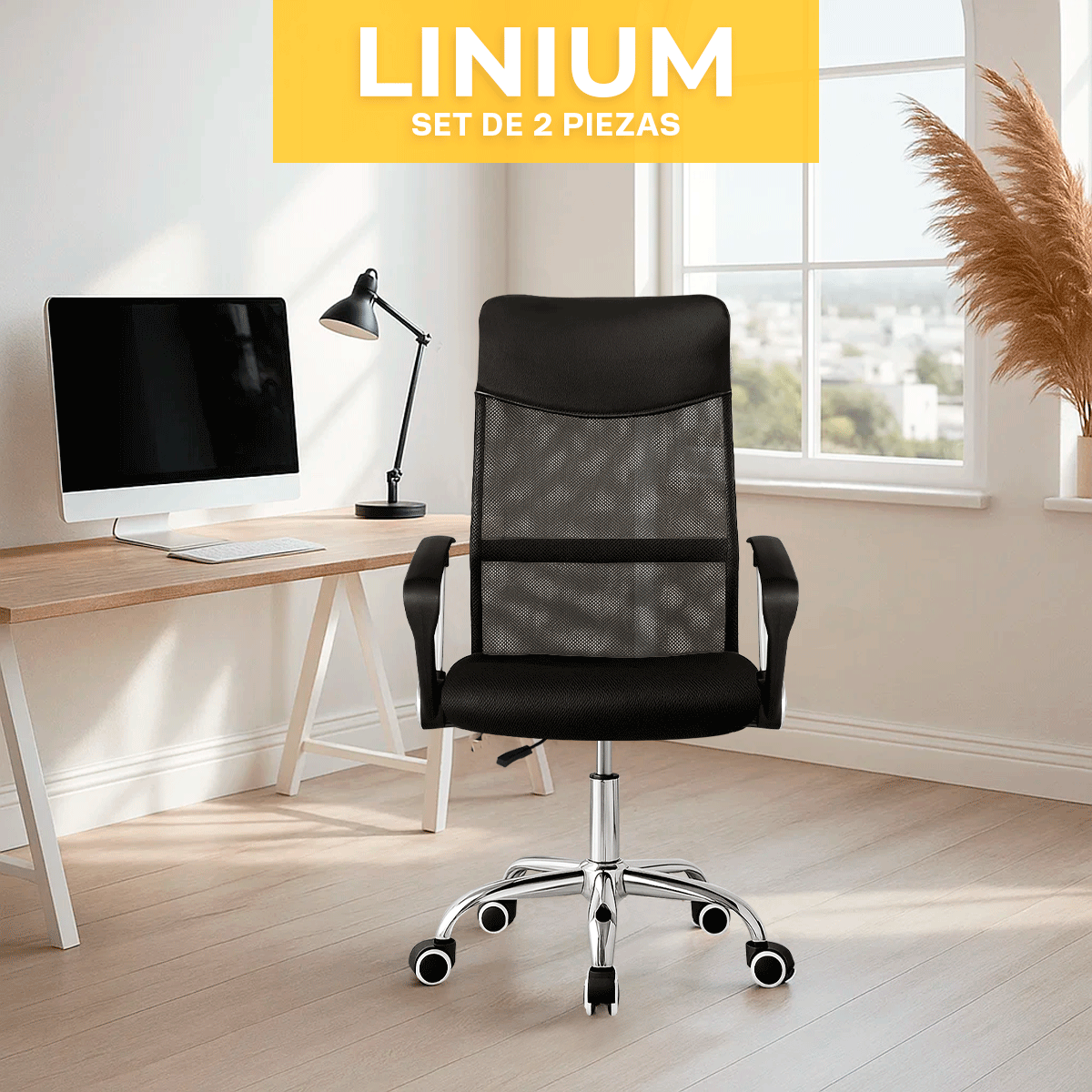 Foto 7 | Set 2 Silla Oficina Escritorio Ejecutiva Elegante Ergo Premium Color Negro