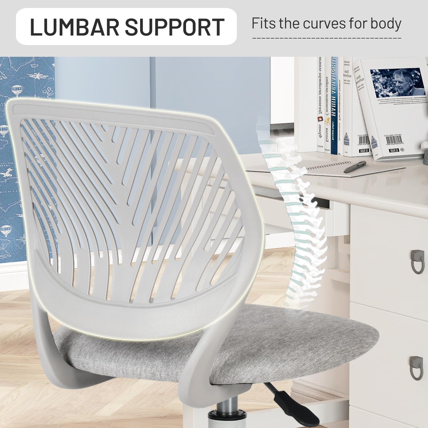 Foto 3 pulgar | Silla De Escritorio Furniturer Sin Brazos Ajustable Para Niños  Color Gris - Venta Internacional.