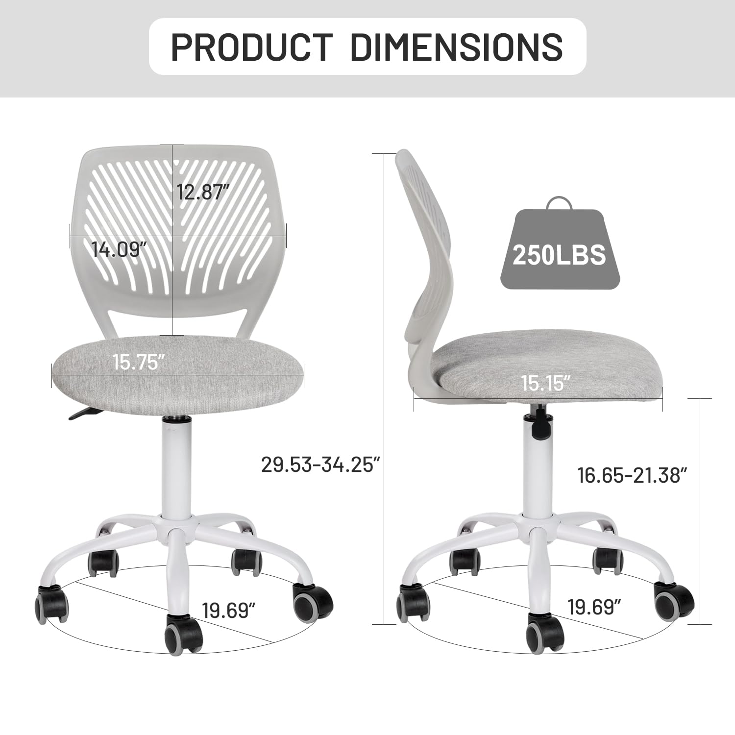 Foto 6 pulgar | Silla De Escritorio Furniturer Sin Brazos Ajustable Para Niños  Color Gris - Venta Internacional.