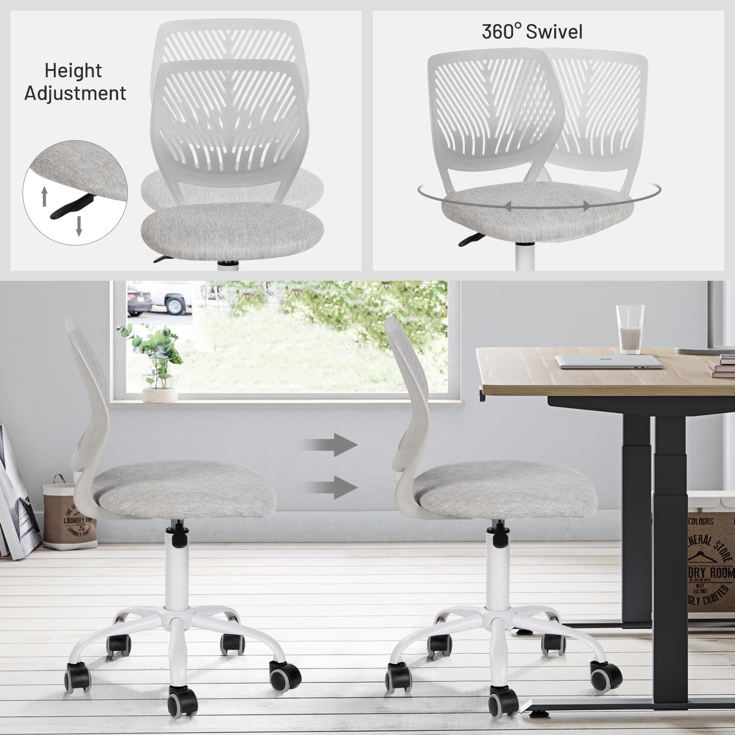 Foto 7 pulgar | Silla De Escritorio Furniturer Sin Brazos Ajustable Para Niños  Color Gris - Venta Internacional.
