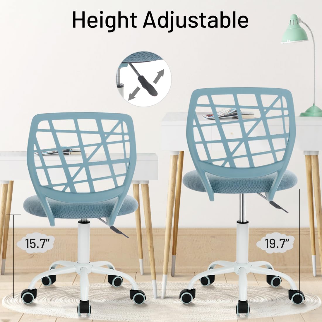 Foto 3 pulgar | Silla De Escritorio Furniturer Con Ordenador Ajustable Para Niños  Color Azul - Venta Internacional.