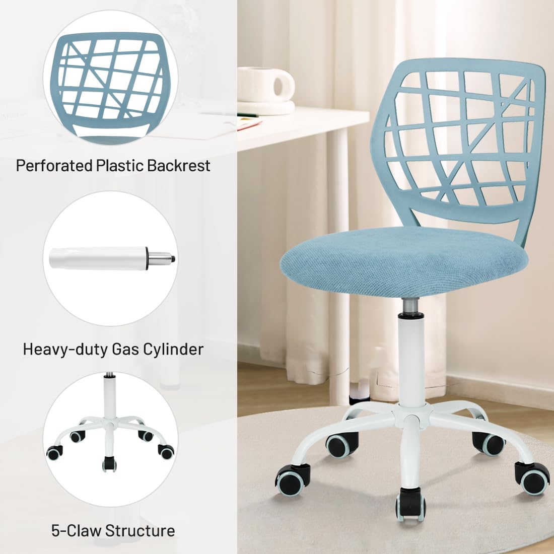 Foto 6 pulgar | Silla De Escritorio Furniturer Con Ordenador Ajustable Para Niños  Color Azul - Venta Internacional.