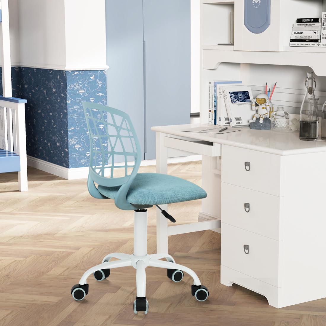 Foto 8 pulgar | Silla De Escritorio Furniturer Con Ordenador Ajustable Para Niños  Color Azul - Venta Internacional.