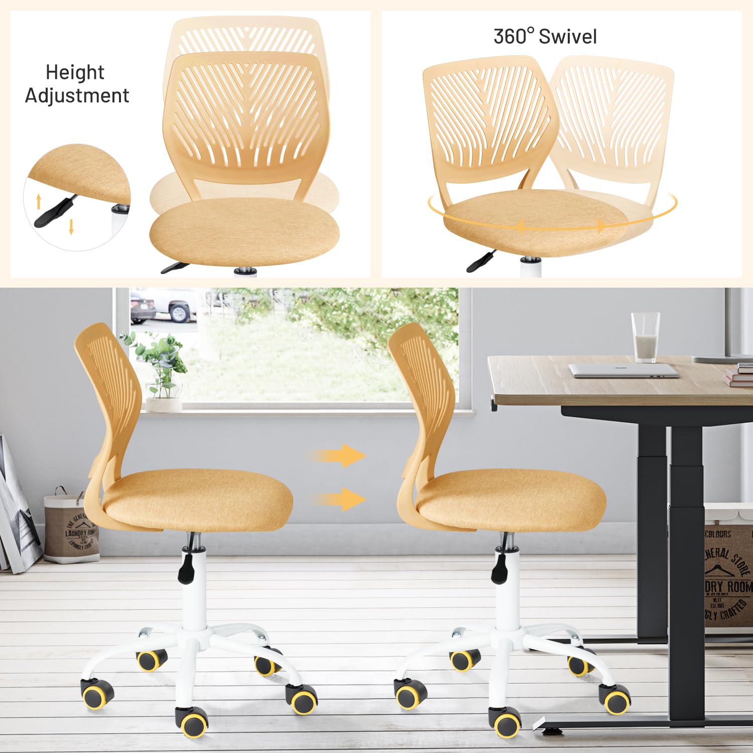 Foto 7 pulgar | Silla De Escritorio Furniturer Sin Brazos Cómoda Con Cojín De Tela - Venta Internacional.