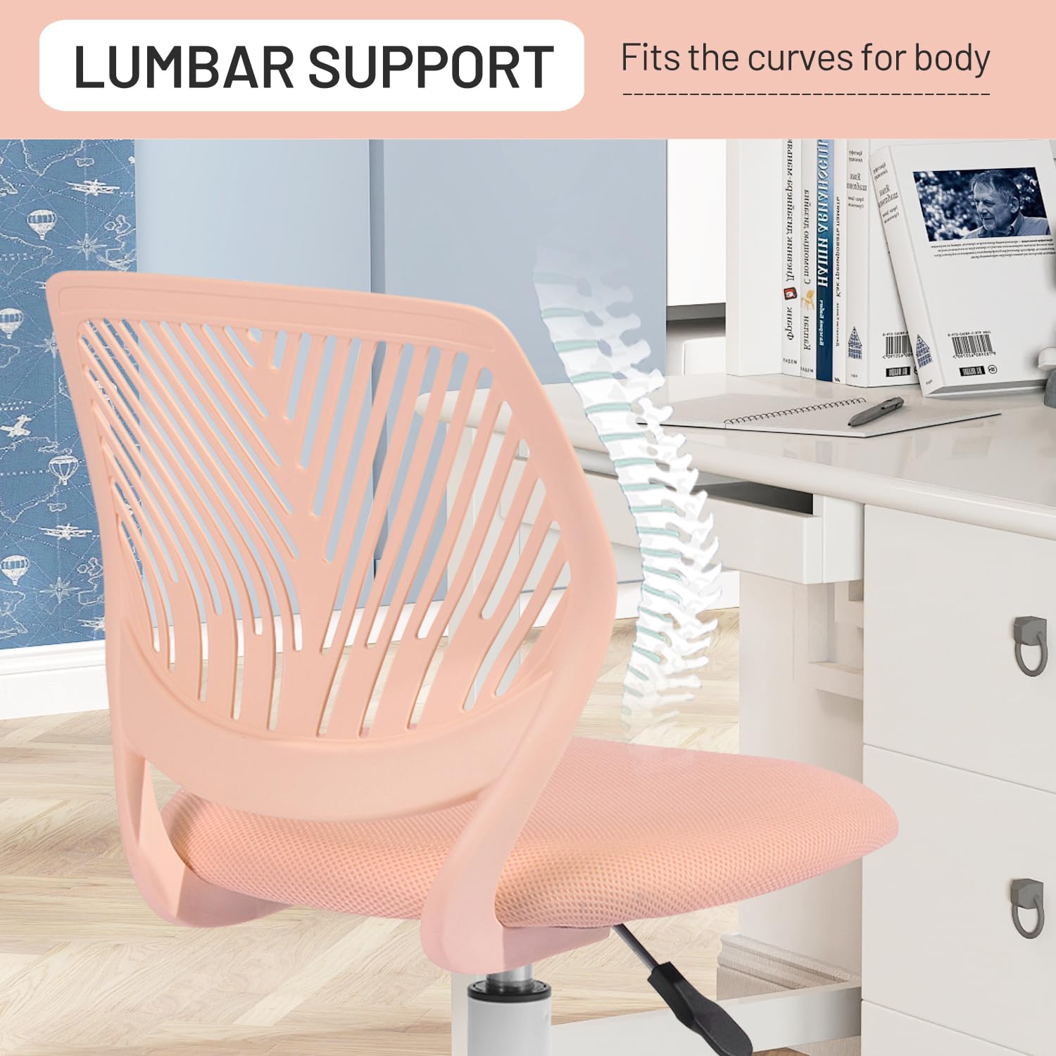 Foto 4 pulgar | Silla De Escritorio Furniturer Sin Brazos Para Niños  Altura Ajustable - Venta Internacional.