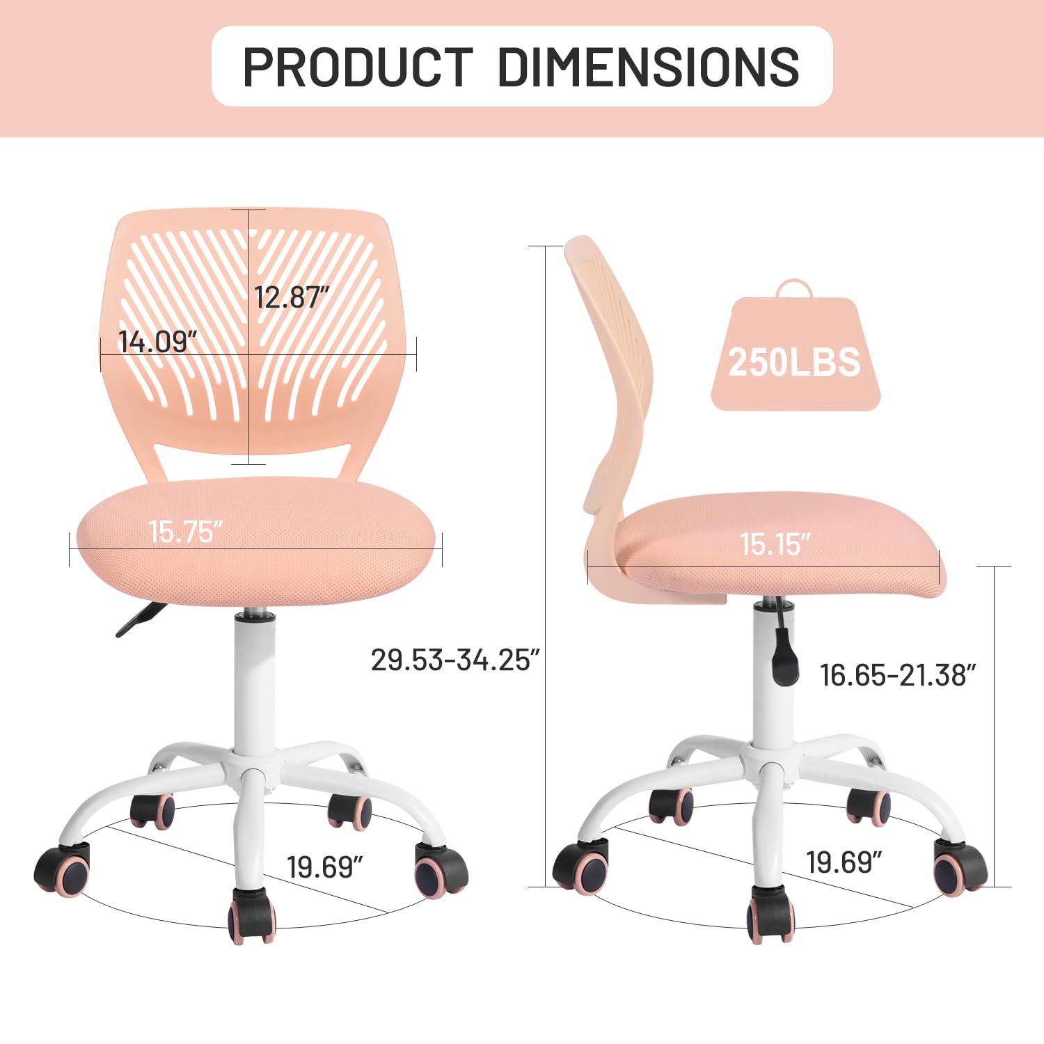 Foto 8 pulgar | Silla De Escritorio Furniturer Sin Brazos Para Niños  Altura Ajustable - Venta Internacional.