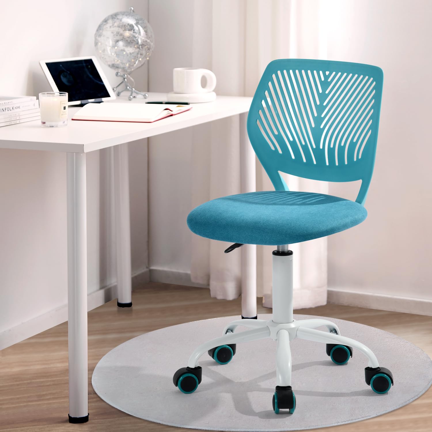 Foto 3 pulgar | Silla De Escritorio Furniturer Kids Sin Brazos Con Ruedas Giratorias  Color Azul - Venta Internacional.