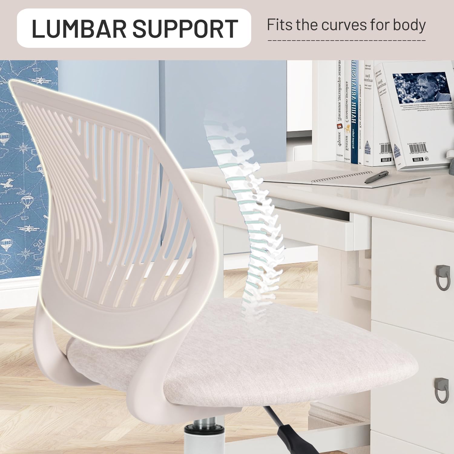 Foto 6 pulgar | Silla De Escritorio Furniturer Para Niños  Color Beige  Ergonómica Y Ajustable - Venta Internacional.