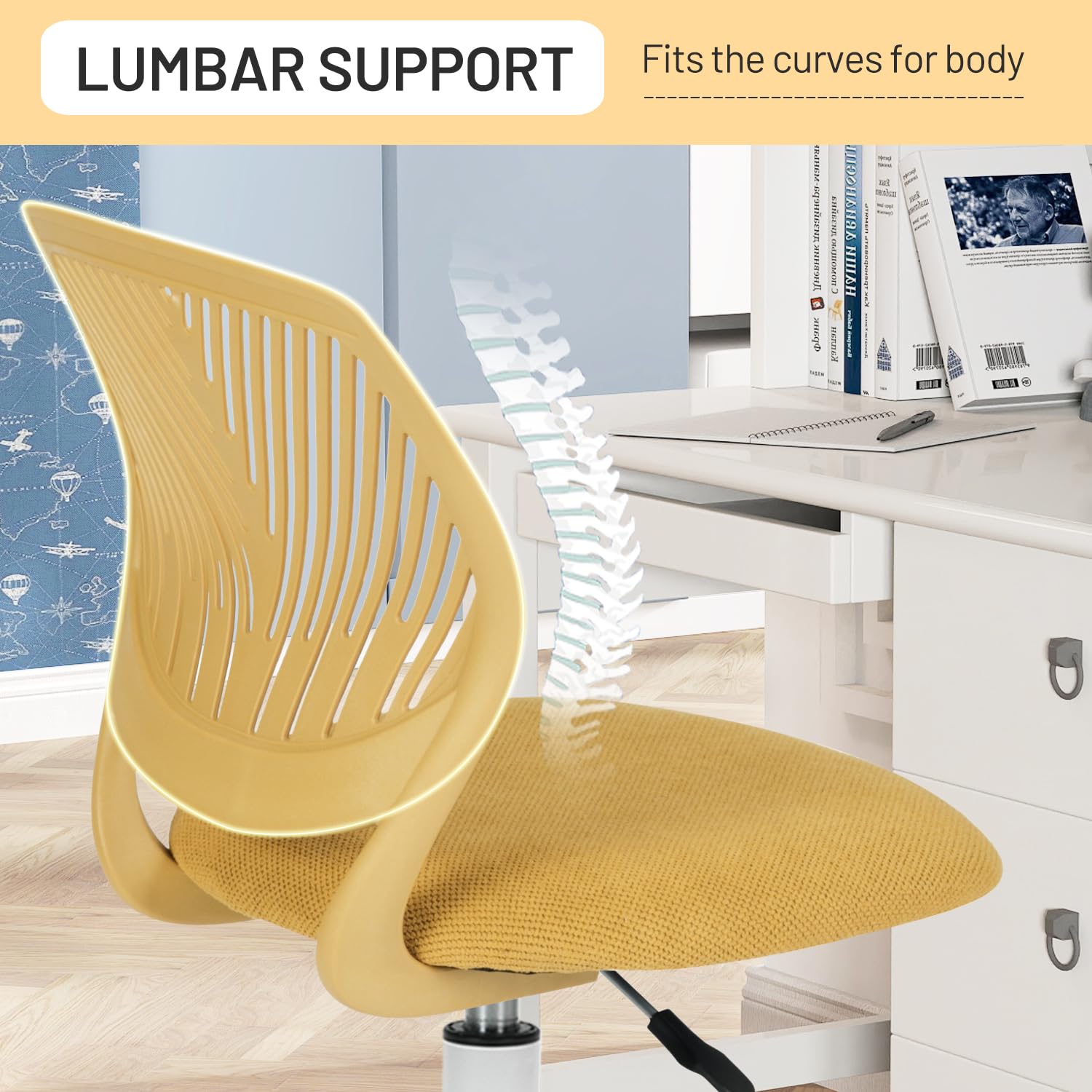 Foto 5 pulgar | Silla De Escritorio Furniturer Kids Compact Rolling Con Ruedas  Color Lima - Venta Internacional.