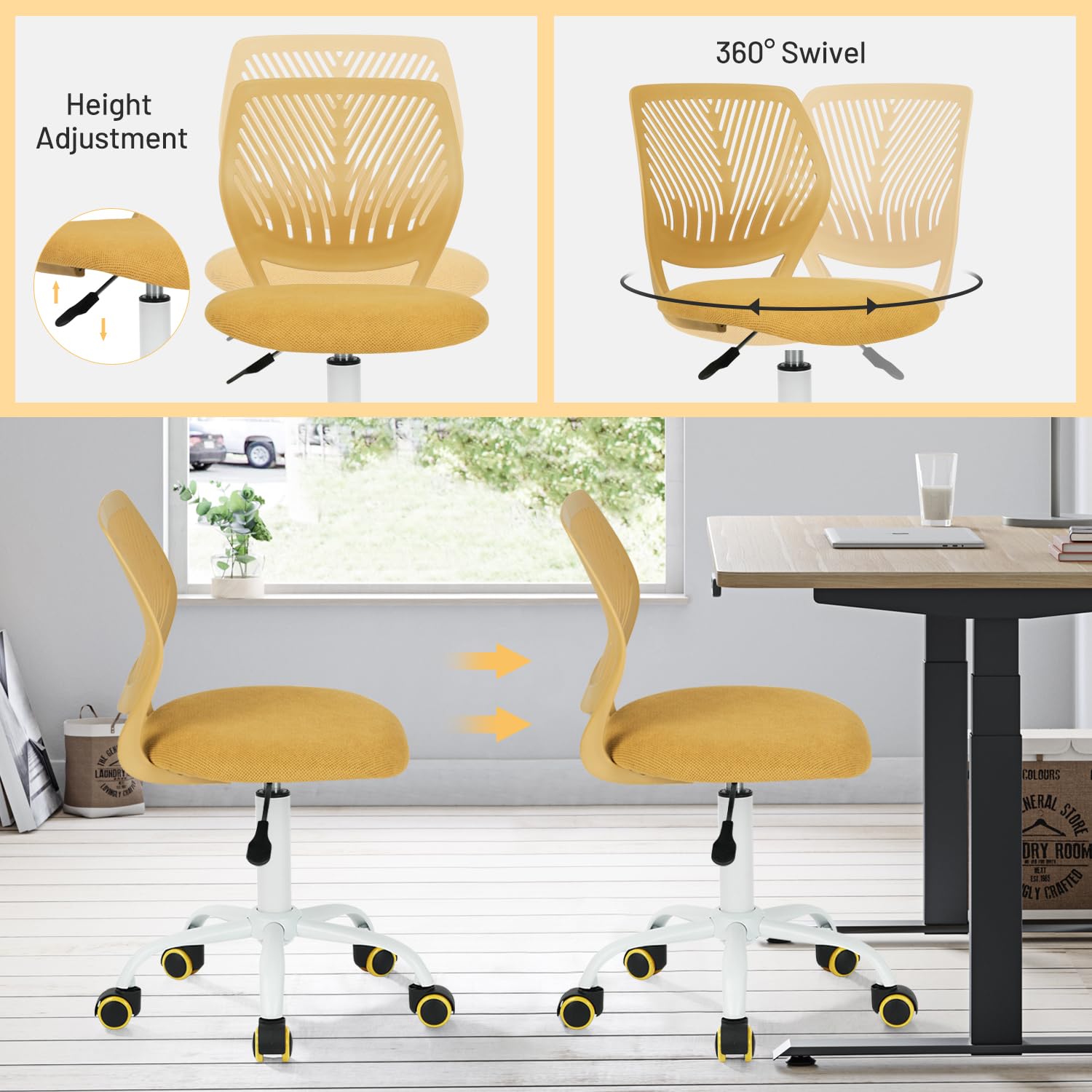 Foto 6 pulgar | Silla De Escritorio Furniturer Kids Compact Rolling Con Ruedas  Color Lima - Venta Internacional.