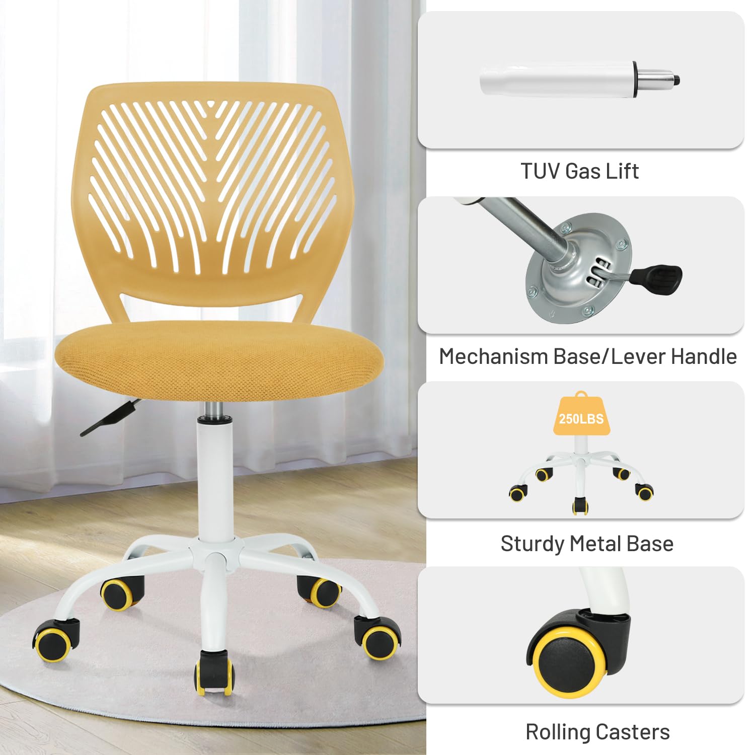 Foto 7 pulgar | Silla De Escritorio Furniturer Kids Compact Rolling Con Ruedas  Color Lima - Venta Internacional.