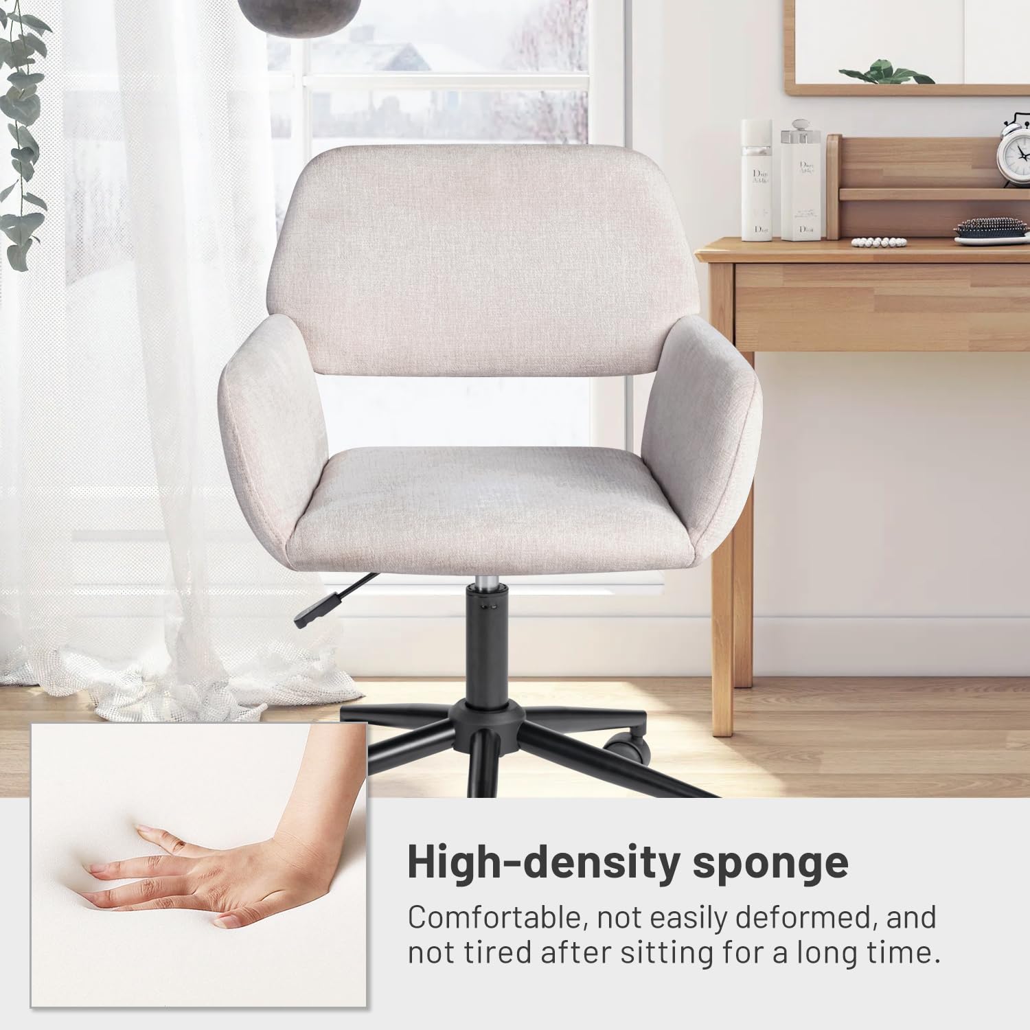 Foto 4 | Mueble Para Silla De Oficina Y Hogar  Tapizado En Tela  Color Beige - Venta Internacional.