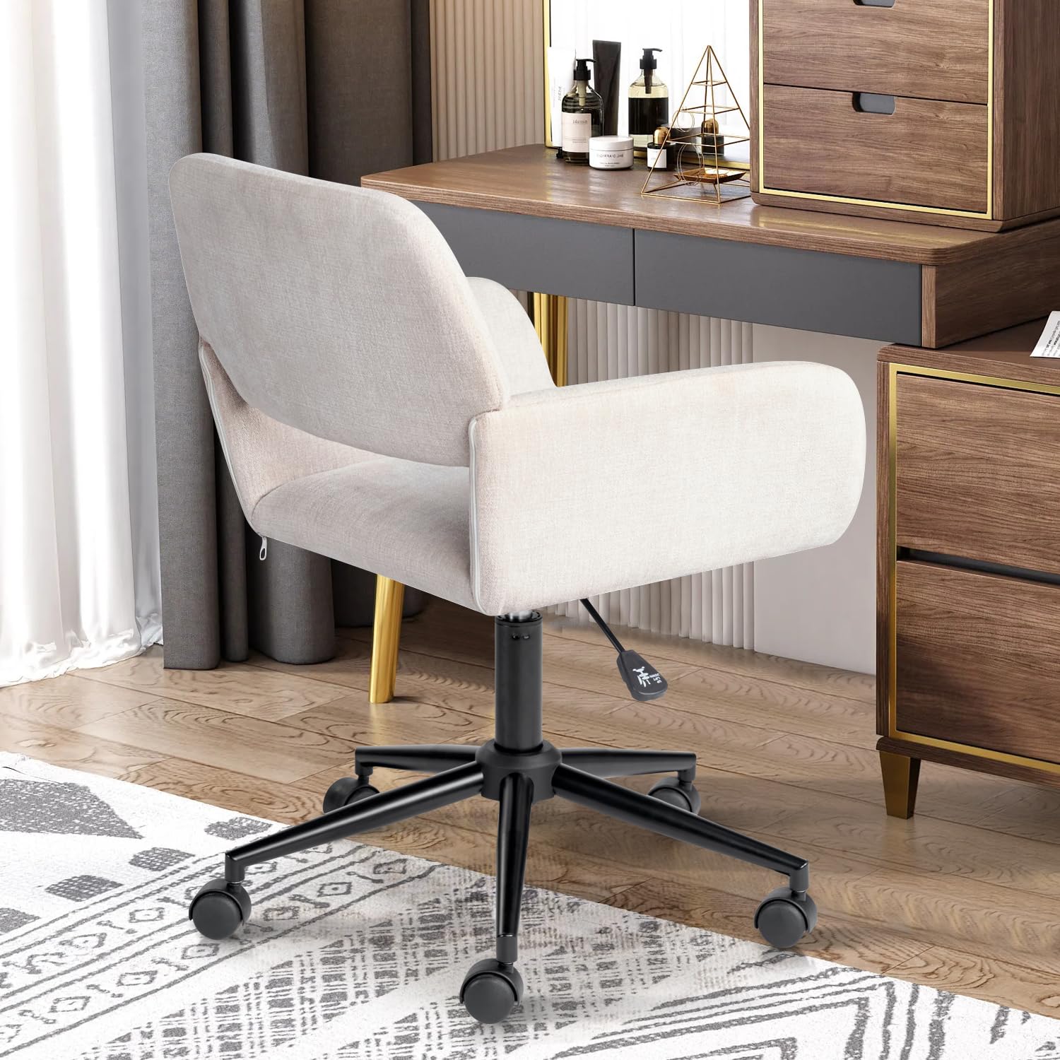 Foto 7 | Mueble Para Silla De Oficina Y Hogar  Tapizado En Tela  Color Beige - Venta Internacional.
