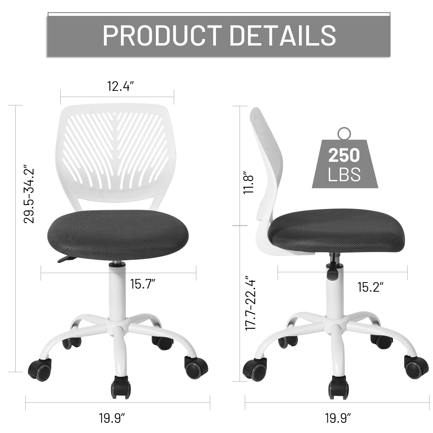 Foto 6 | Silla De Escritorio Furniturer Small Study Sin Brazos Para Niños Y Adolescentes - Venta Internacional.