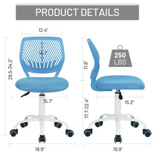 Foto 2 | Silla De Escritorio Furniturer Kids Study Giratoria Sin Brazos Azul - Venta Internacional.