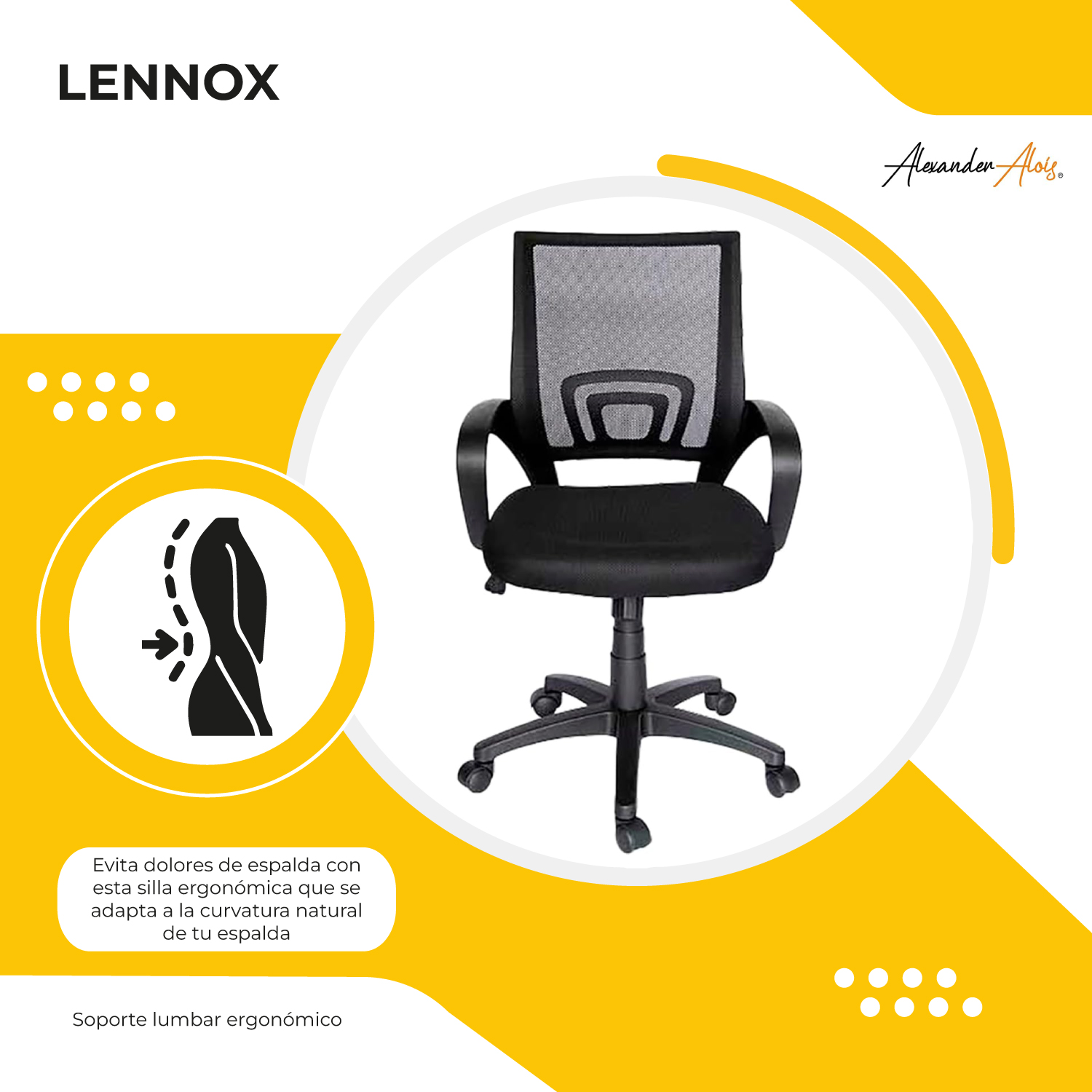 Foto 5 pulgar | Silla De Oficina Lennox Ergonomica Color Negro Black Jack