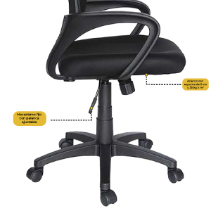 Foto 8 pulgar | Silla De Oficina Lennox Ergonomica Color Negro Black Jack