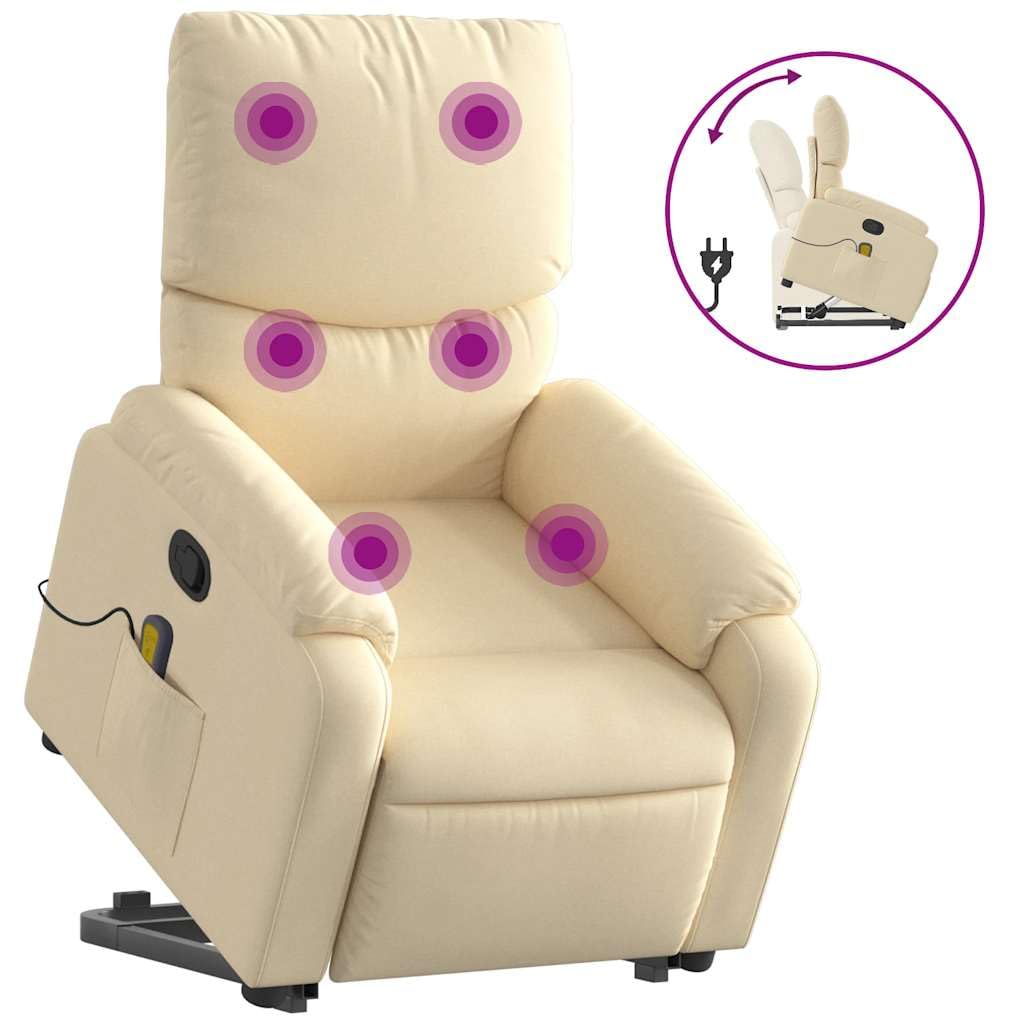 Foto 4 pulgar | Sillón Reclinable Para Masajes Vidaxl  Tejido Crema  Power Lift - Venta Internacional.
